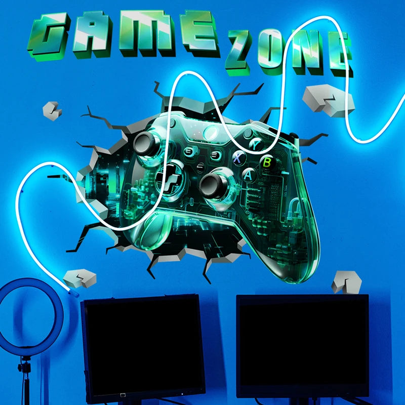 Poster Gaming Wall Hole Art · Decoración Setup Gamer y Escritorio