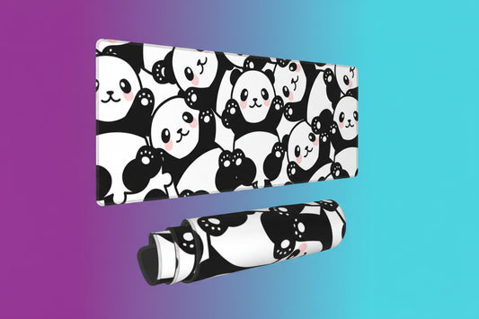 Alfombrilla Gaming XL Panda Adorable - Mouse Pad Grande con Bordes Cosidos