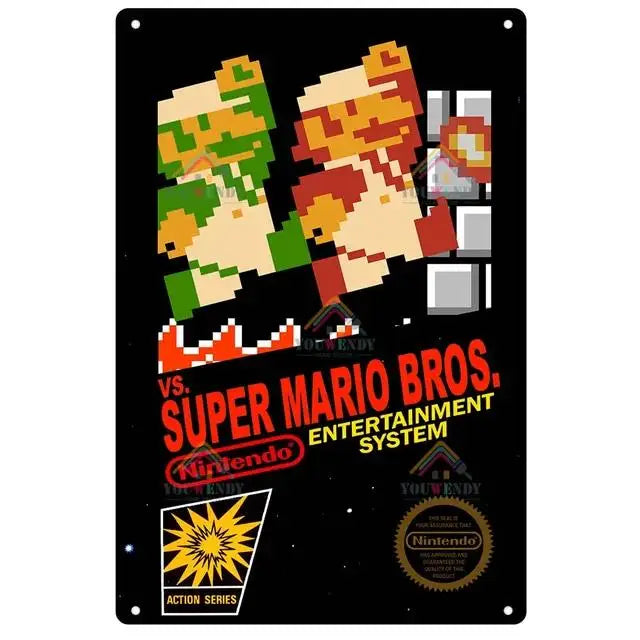 Poster Retro Video Game Metal · Decoración Setup Gamer y Escritorio