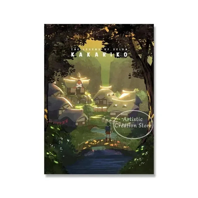 Poster Video Game Canvas Painting Zelda · Decoración Setup Gamer y Escritorio
