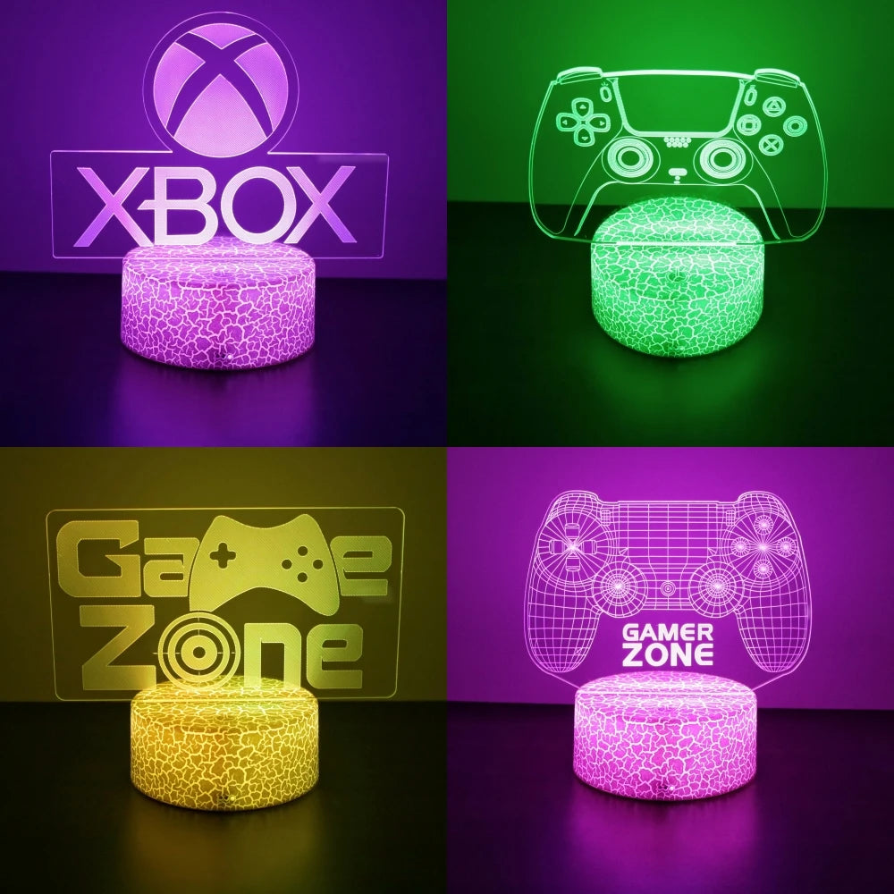 Neón LED GAMER 3D Night · Iluminación Setup Gaming 20cm