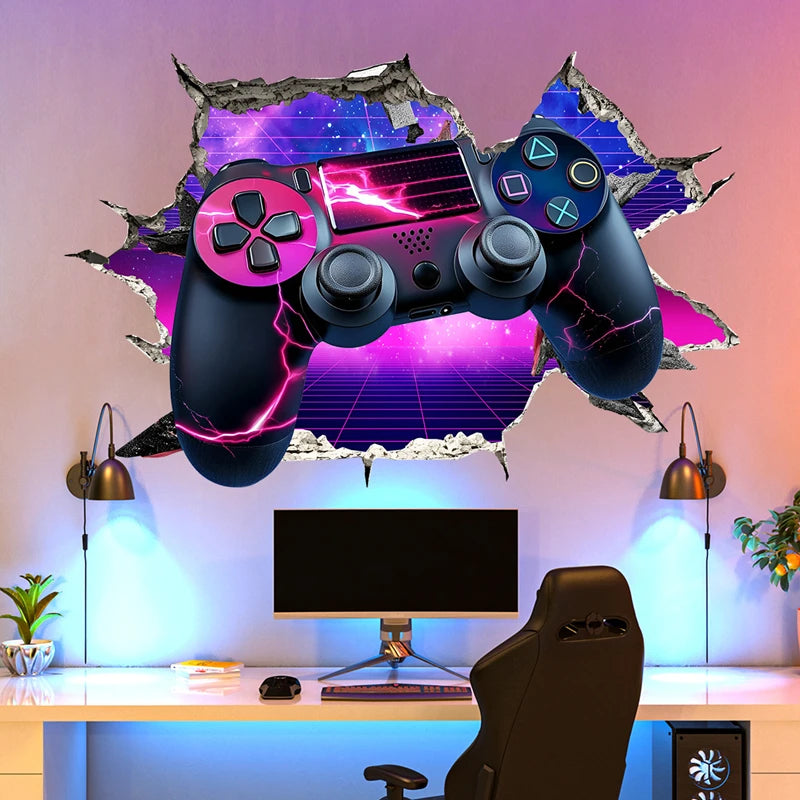 Poster Gaming Wall Hole Art · Decoración Setup Gamer y Escritorio