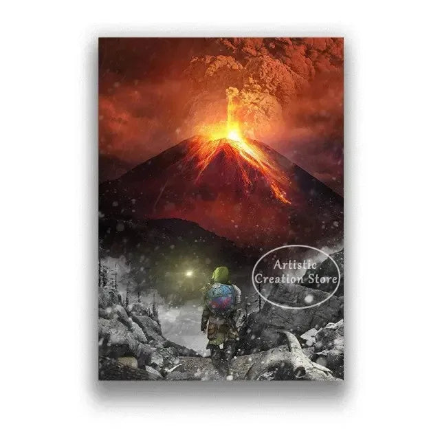 Poster Video Game Canvas Painting Zelda · Decoración Setup Gamer y Escritorio