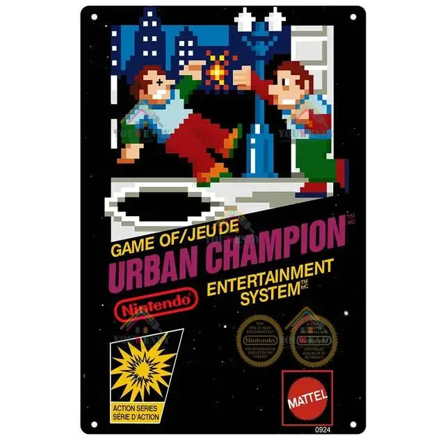 Poster Retro Video Game Metal · Decoración Setup Gamer y Escritorio