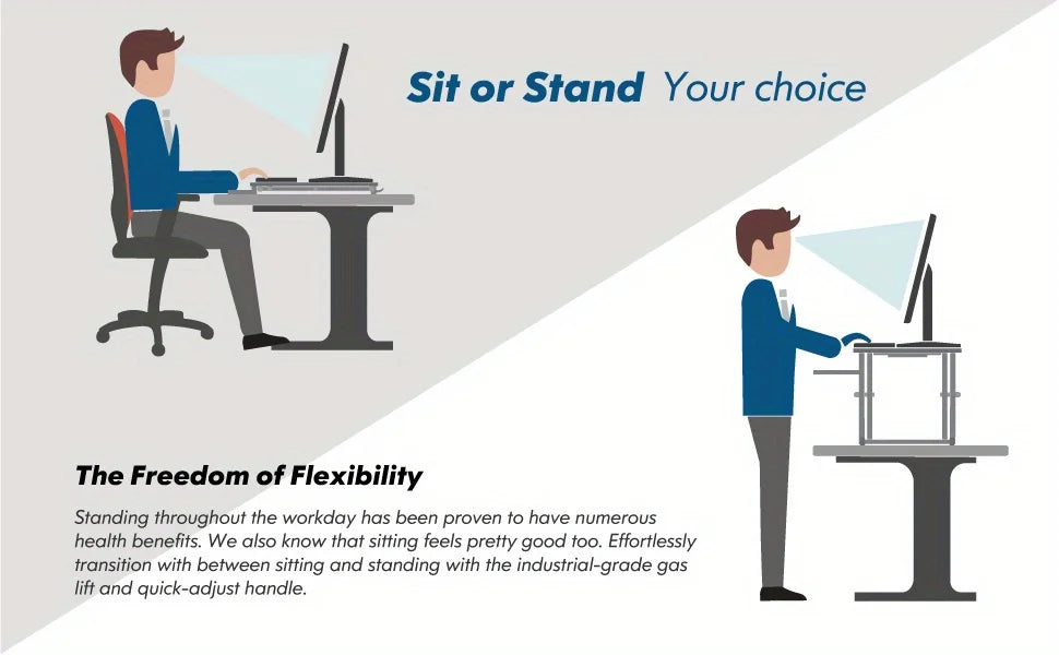 Escritorio de Pie Ajustable - Standing Desk Doble Capa para Trabajar Sentado o de Pie
