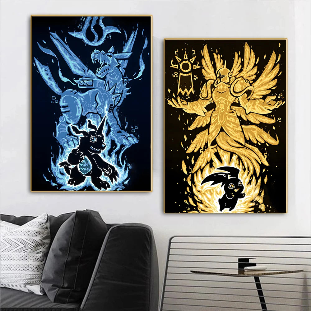 Poster Digimon Character Wall Hanging · Decoración Setup Gamer y Escritorio