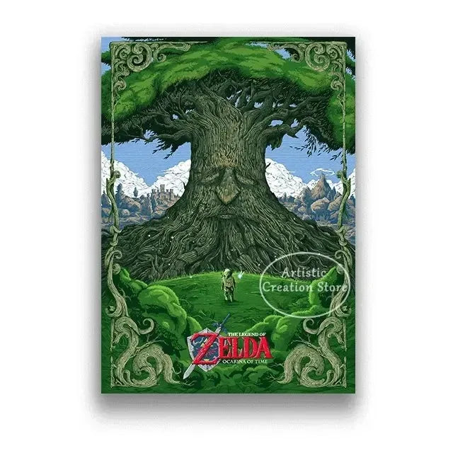 Poster Video Game Canvas Painting Zelda · Decoración Setup Gamer y Escritorio