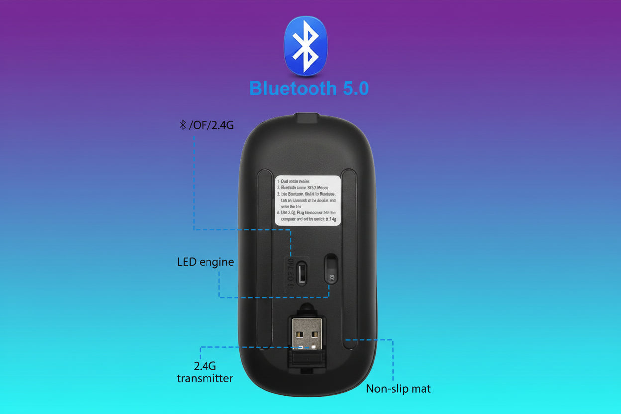 Ratón Inalámbrico Bluetooth RGB Recargable Perciron