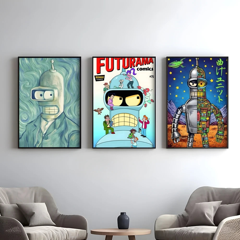 Poster Movie Bender F-futurama Elegant · Decoración Setup Gamer y Escritorio