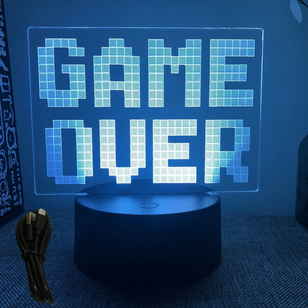 Neón LED GAMER 3D Night · Iluminación Setup Gaming 20cm