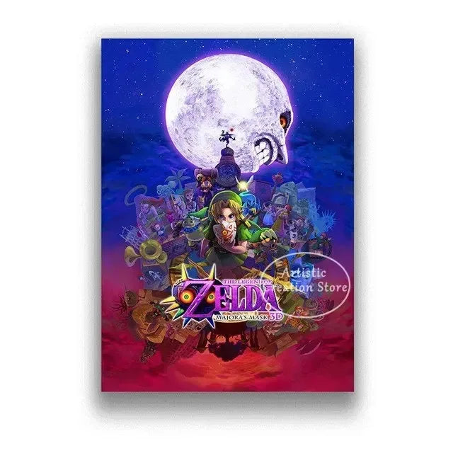 Poster Video Game Canvas Painting Zelda · Decoración Setup Gamer y Escritorio