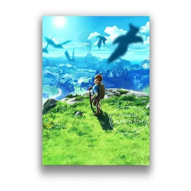 Poster Video Game Canvas Painting Zelda · Decoración Setup Gamer y Escritorio