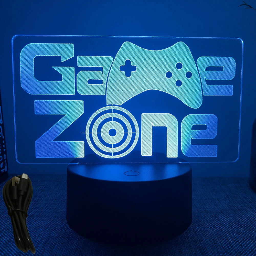 Neón LED GAMER 3D Night · Iluminación Setup Gaming 20cm
