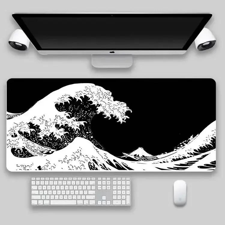 Alfombrilla Gaming Grande Olas del Mar - Mouse Pad XXL 700x300mm con Bordes Cosidos