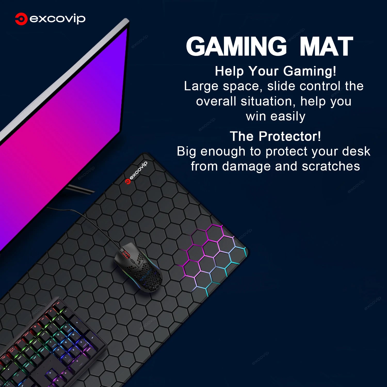 Alfombrilla Gaming Grande EXCO - Mouse Pad XXL con Bordes Cosidos y Base Antideslizante
