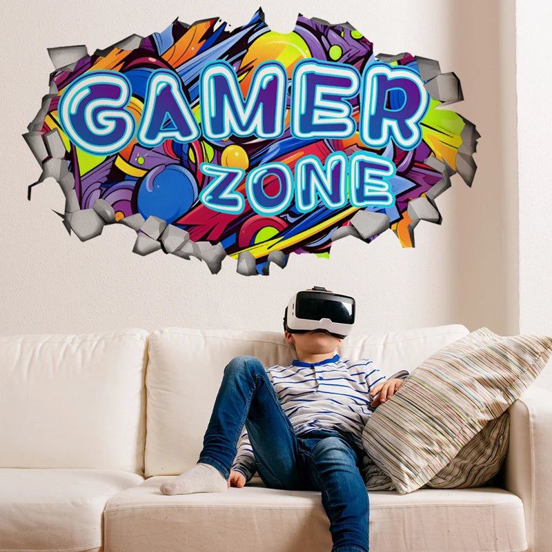 Poster Gaming Wall Hole Art · Decoración Setup Gamer y Escritorio
