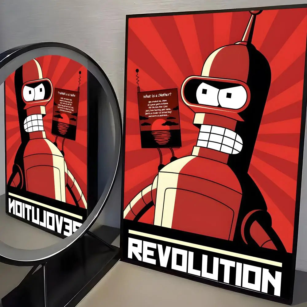 Poster Movie Bender F-futurama Elegant · Decoración Setup Gamer y Escritorio