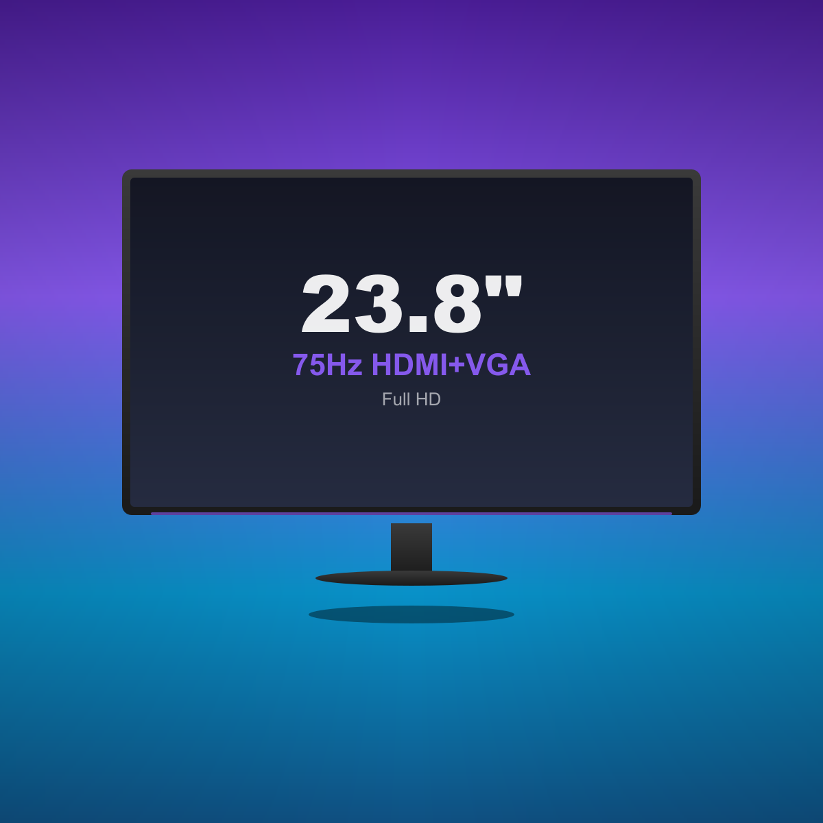 Monitor 23.8" 75Hz Full HD · HDMI+VGA para Gaming Casual y Setup