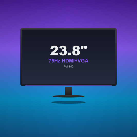 Monitor 23.8" 75Hz Full HD · HDMI+VGA para Gaming Casual y Setup
