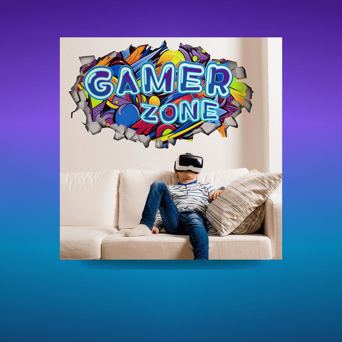 Poster Gaming Wall Hole Art · Decoración Setup Gamer y Escritorio