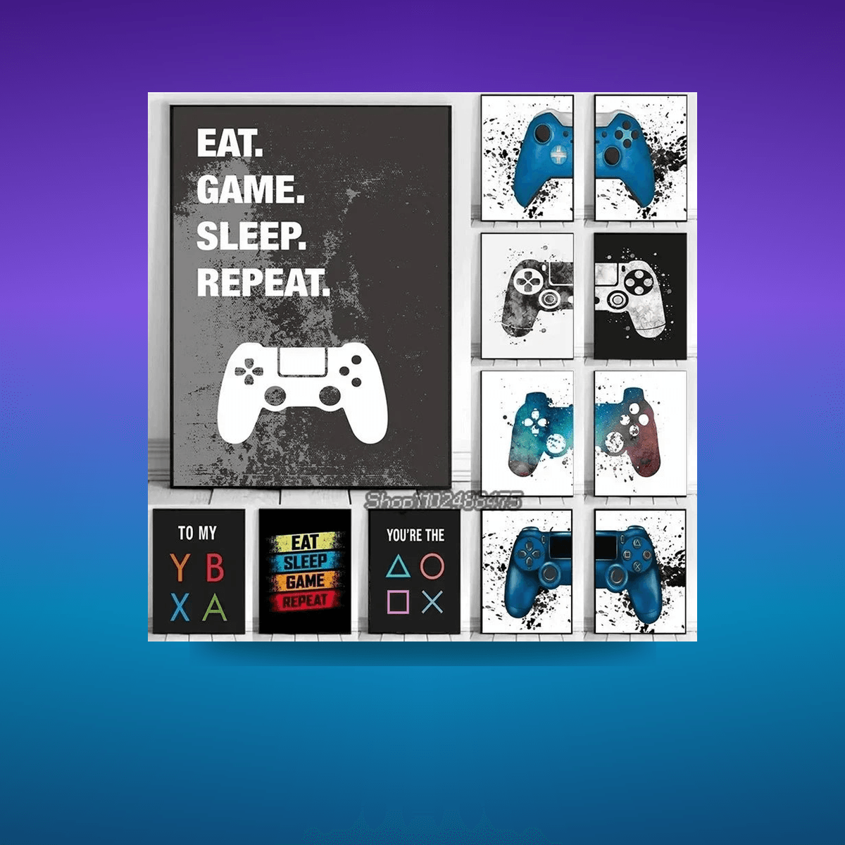 Poster Game Gaming Room Gamepad · Decoración Setup Gamer y Escritorio