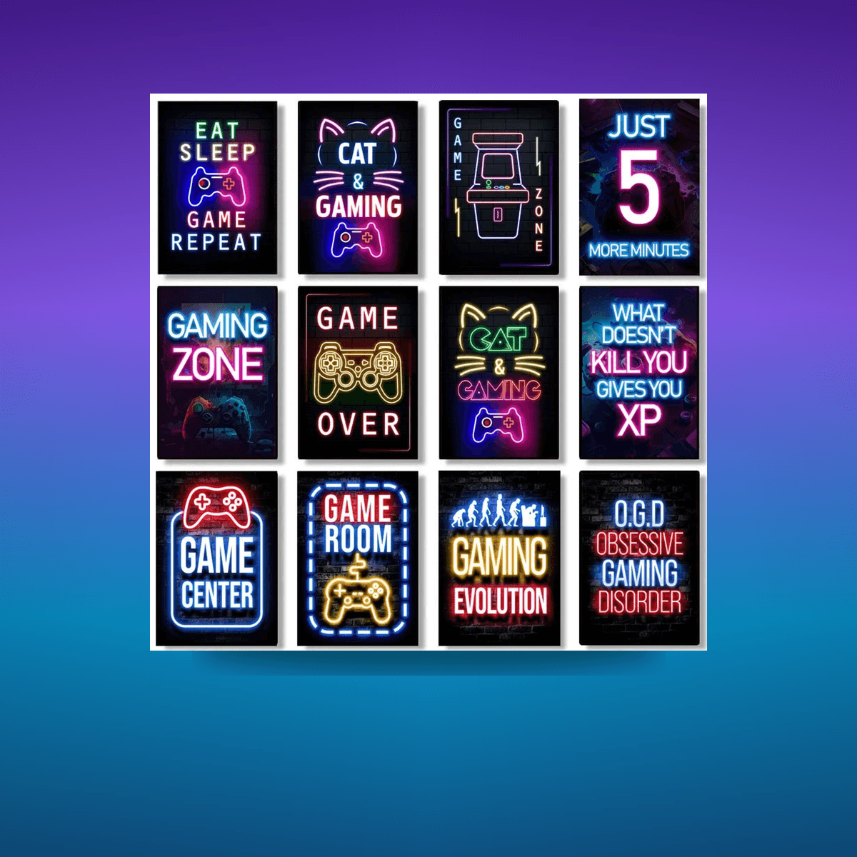 Neón LED Gaming Decoration Posters · Iluminación Setup Gaming