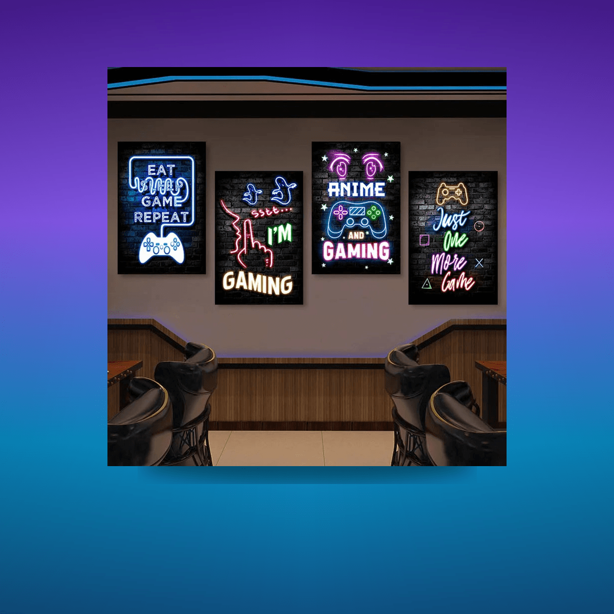 Neón LED Gaming Poster Digital · Iluminación Setup Gaming