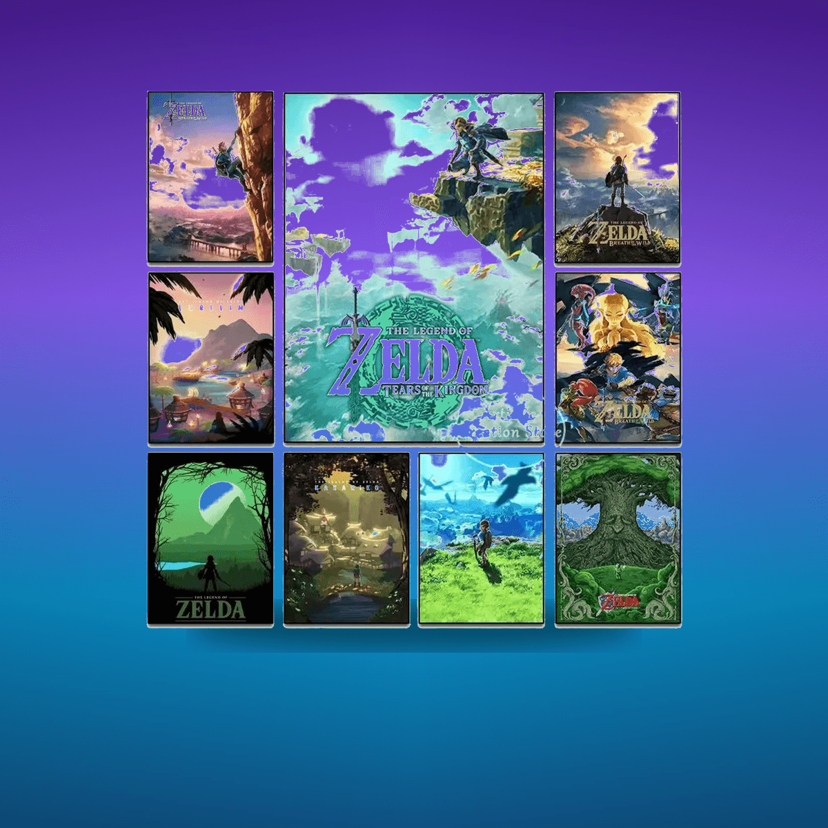 Poster Video Game Canvas Painting Zelda · Decoración Setup Gamer y Escritorio