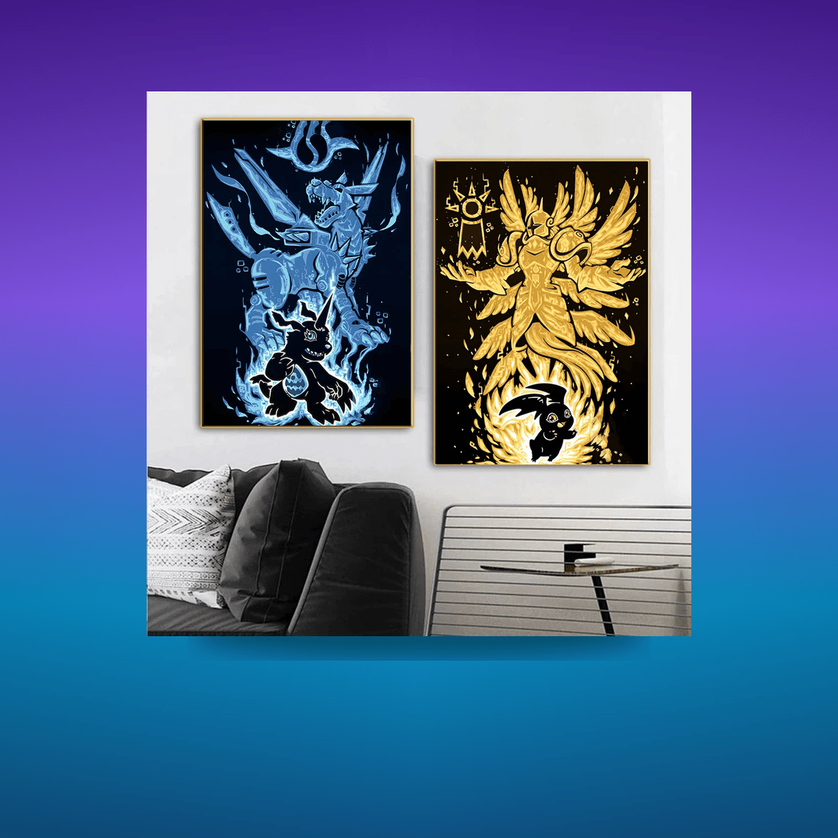 Poster Digimon Character Wall Hanging · Decoración Setup Gamer y Escritorio