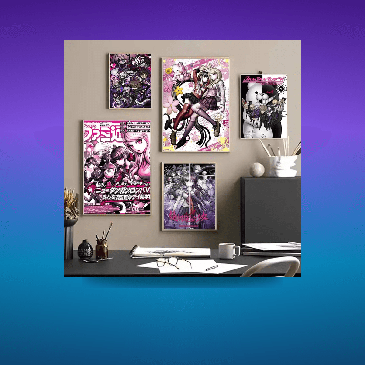Poster Game D_DanganRonpaS Stickers Mural · Decoración Setup Gamer y Escritorio