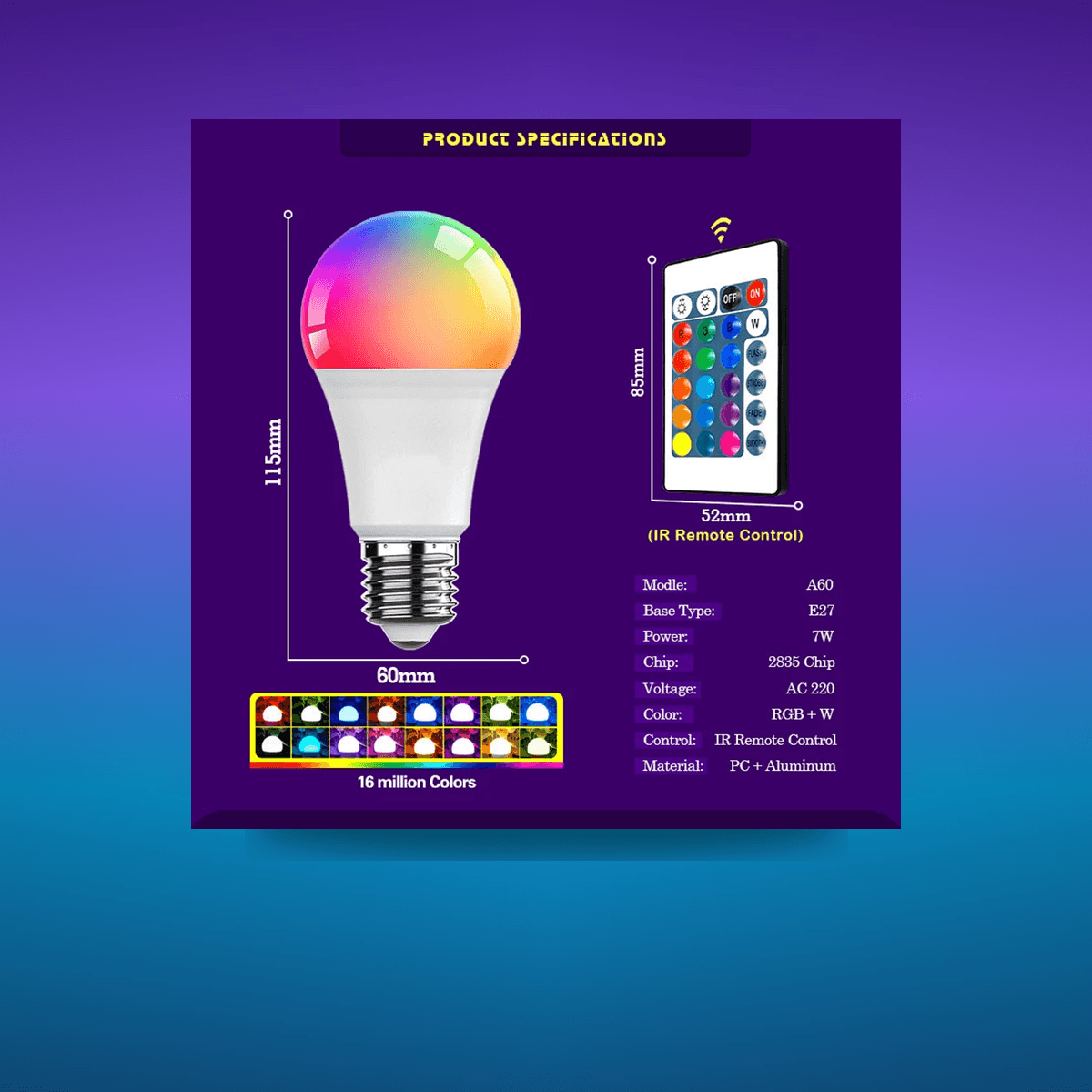 Lámpara LED AC 220V 230V · Iluminación Setup Gaming 115mm